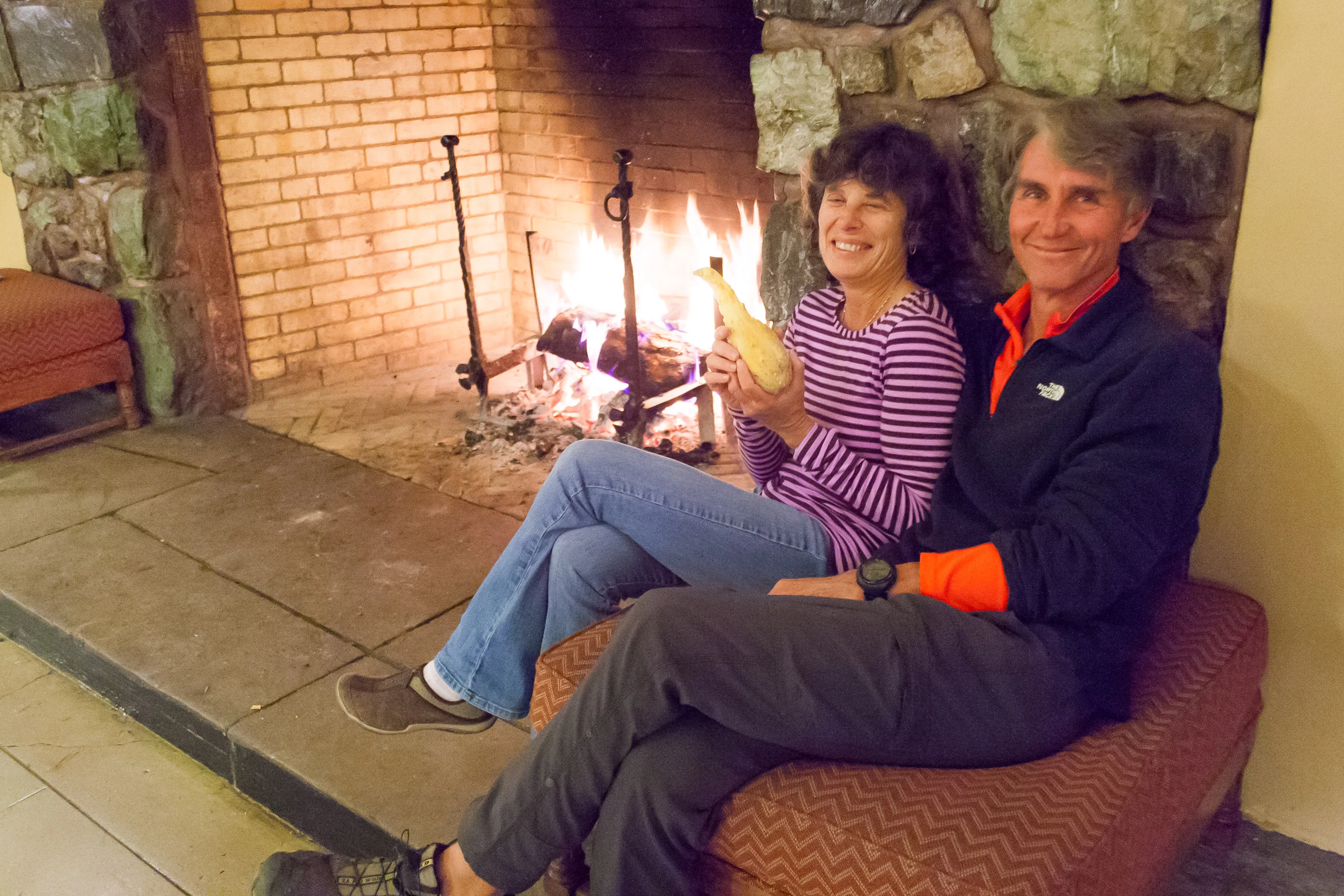 Herb and Amused Lolo in Ahwahnee Fireplace