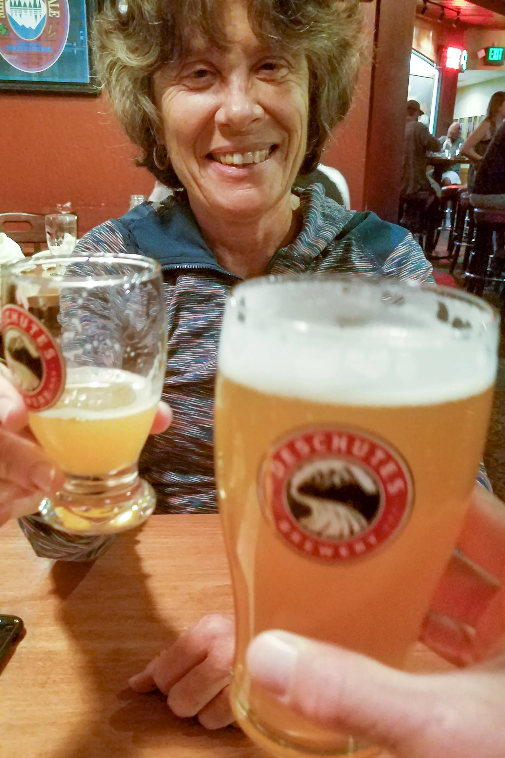 Lolo enjoying the Deschutes Brewery