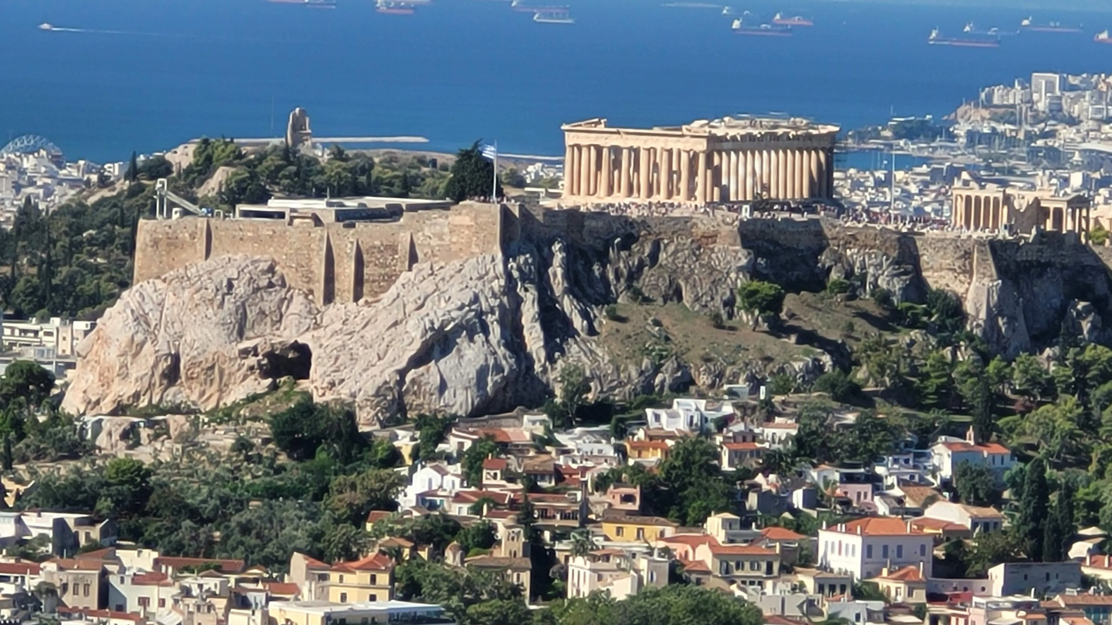 View of the Acropolis from top of Lycabettus Hill