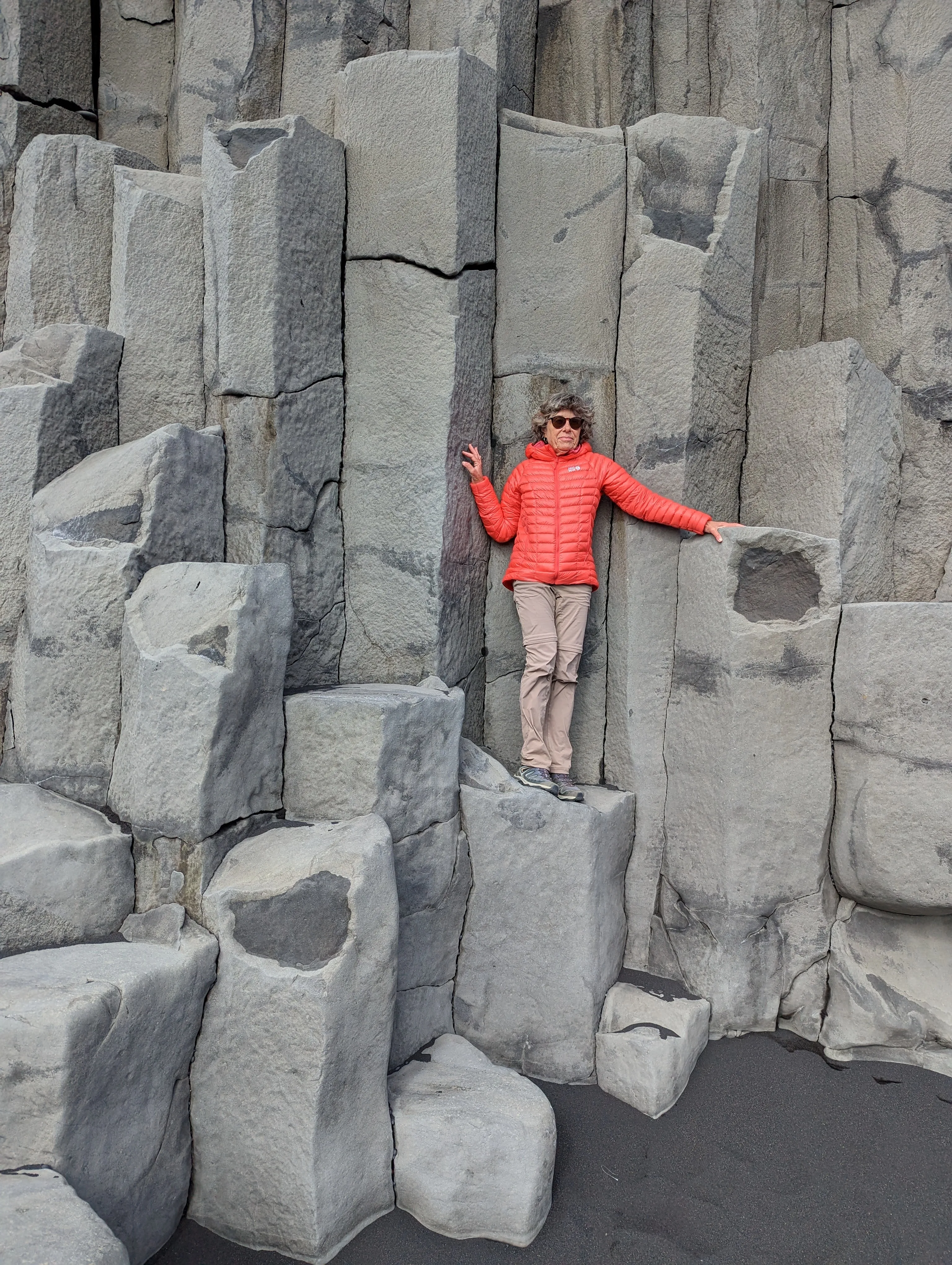 Climbing the basalt columns of Reynisfjara